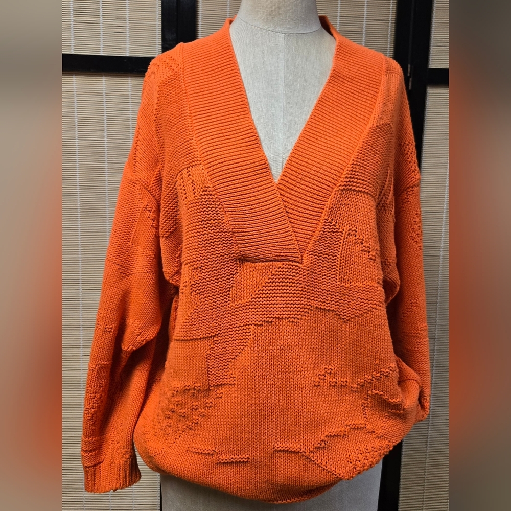 Helen Harper Vintage Orange V-Neck Women Sweater